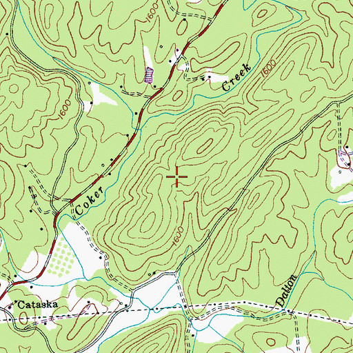 Topographic Map of Headwaters of Cooper Branch Mine, TN