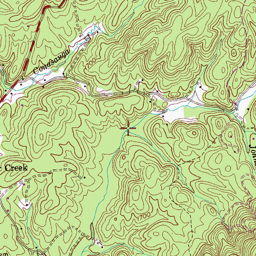 Topographic Map of Johnson Branch, TN