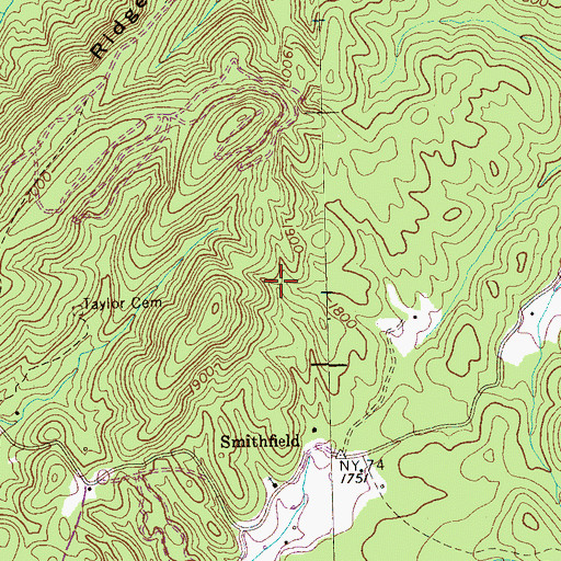 Topographic Map of Lower Johnson Mine, TN