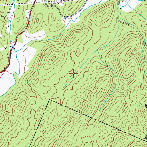 Topographic Map of Northeast Roberts Branch Mine, TN