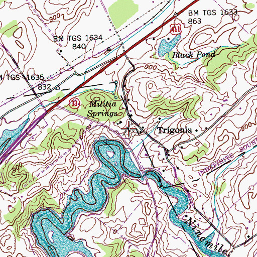 Topographic Map of Oakland Methodist Church, TN