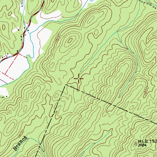 Topographic Map of Southwest Roberts Branch Mine, TN