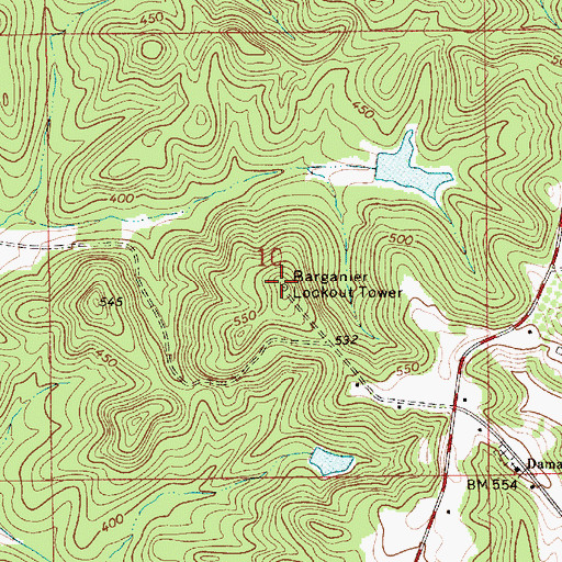 Topographic Map of Barganier Lookout Tower, AL