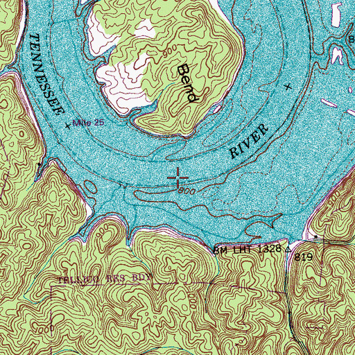 Topographic Map of Stillhouse Shoals, TN