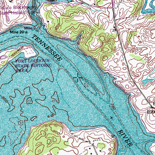 Topographic Map of Thompson Island Shoals, TN