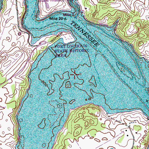 Topographic Map of Tuskeegee (historical), TN