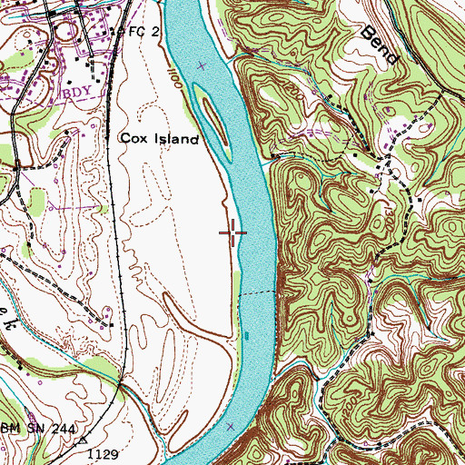 Topographic Map of Caldwells Shoals, TN