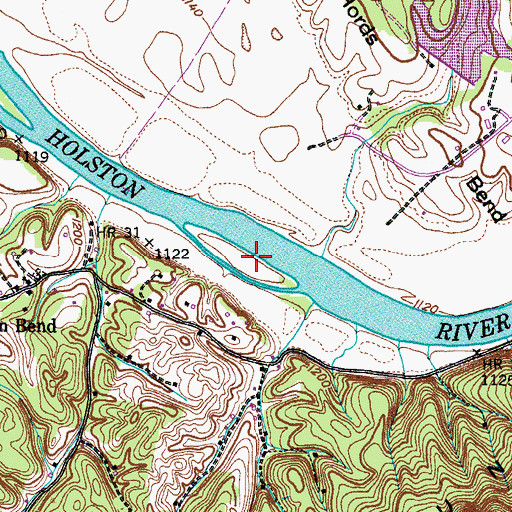 Topographic Map of Christians Island, TN