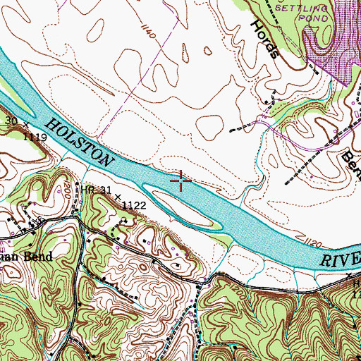 Topographic Map of Christians Shoals, TN
