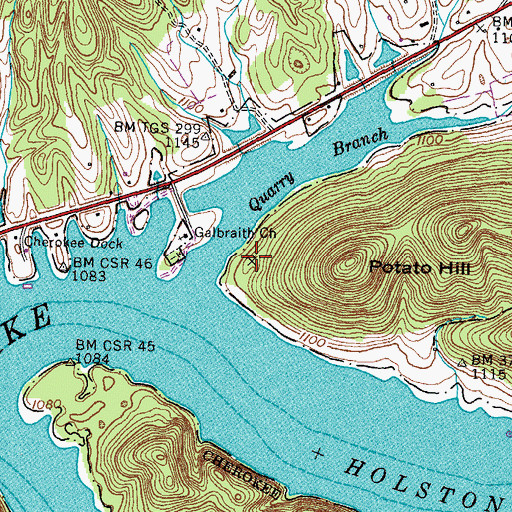 Topographic Map of Dougherty Quarry, TN