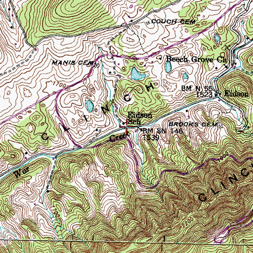 Topographic Map of Eidson Spring, TN