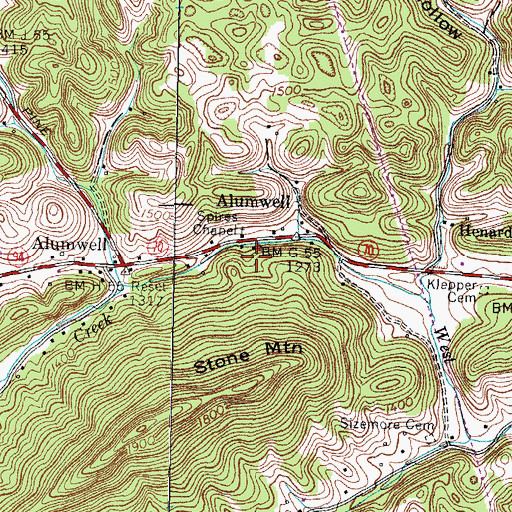 Topographic Map of Epson Spring, TN
