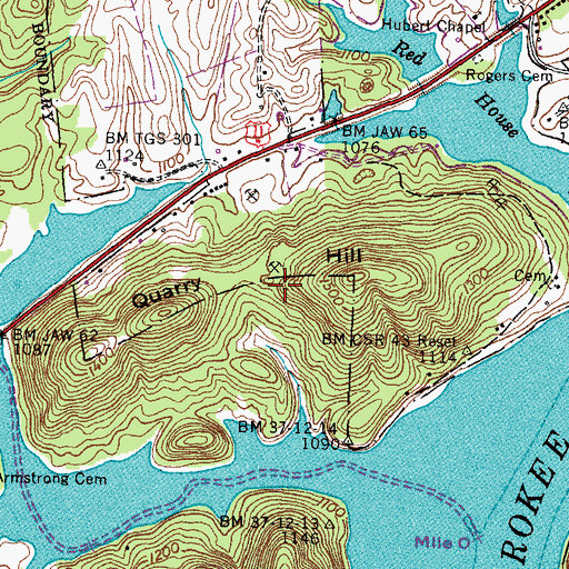 Topographic Map of Evans Quarry, TN