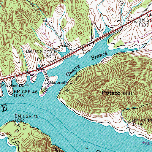 Topographic Map of Fudge Quarry, TN