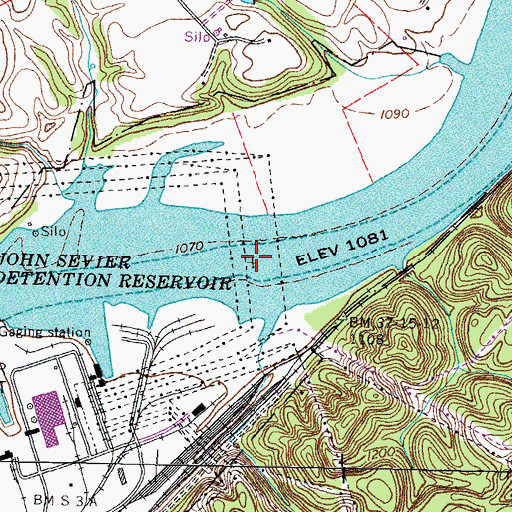 Topographic Map of Jacksons Islands (historical), TN
