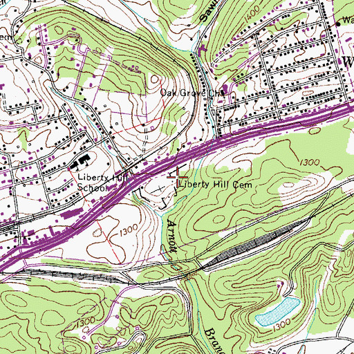 Topographic Map of Liberty Hill Church (historical), TN