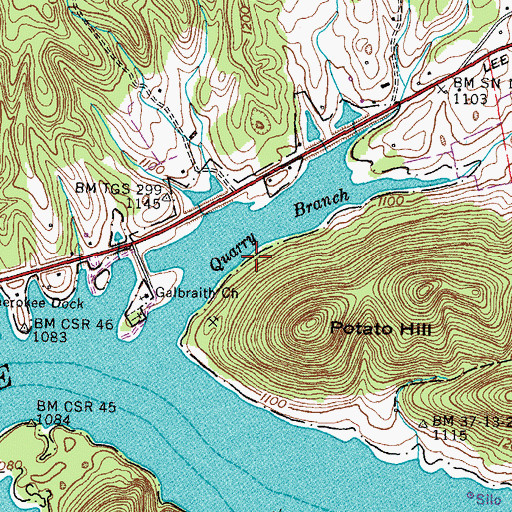 Topographic Map of McClure Quarry, TN