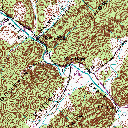 Topographic Map of New Hope School (historical), TN