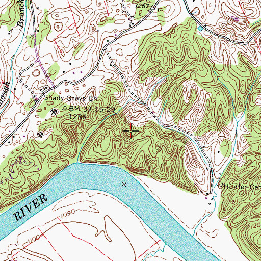 Topographic Map of Spears Shoals, TN