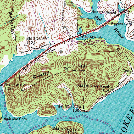 Topographic Map of Stamps Star Quarry, TN