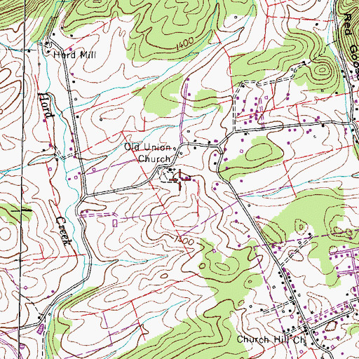 Topographic Map of Union Spring, TN