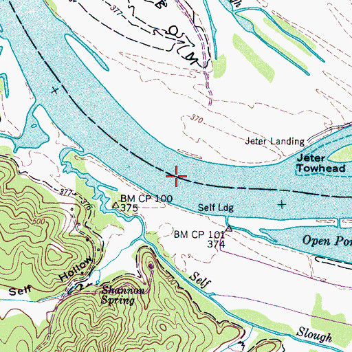 Topographic Map of Buffalo Shoals, TN