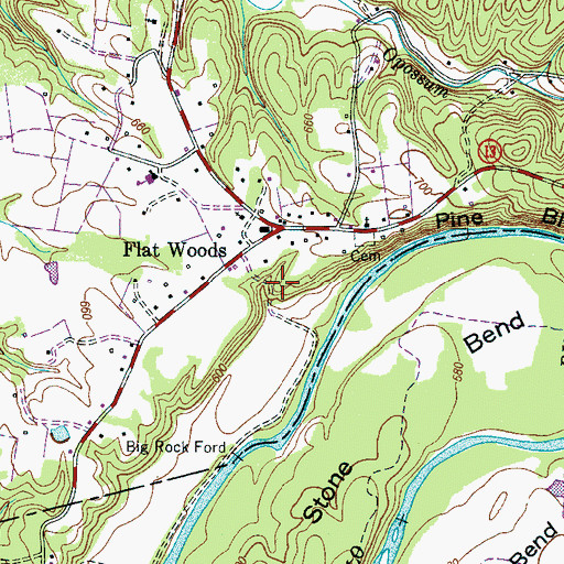 Topographic Map of Chappell Cemetery, TN