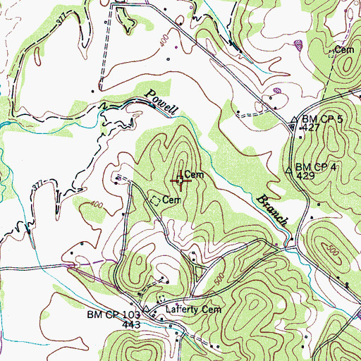 Topographic Map of Culp Cemetery, TN