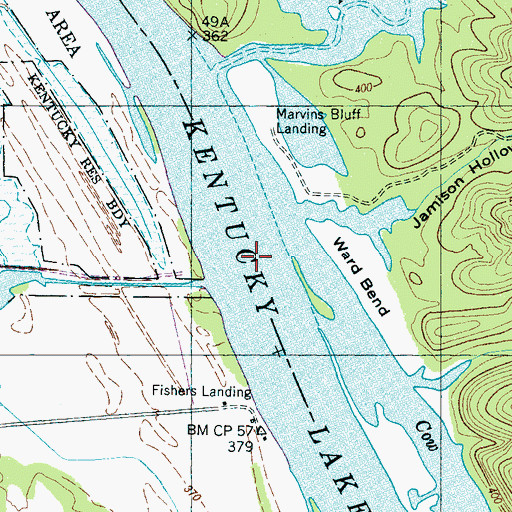Topographic Map of Wards Ferry (historical), TN