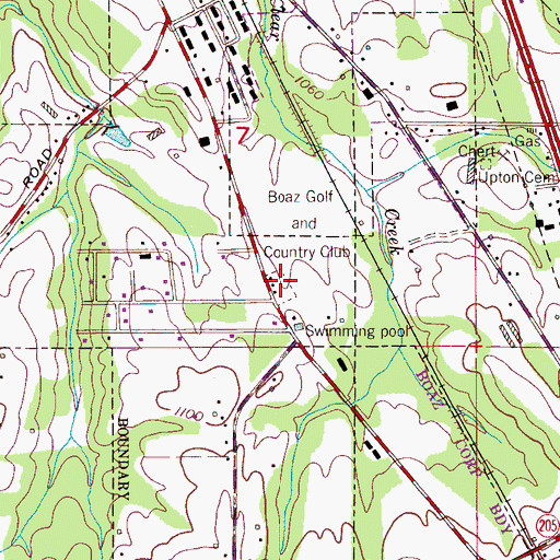 Topographic Map of Boaz Golf and Country Club, AL