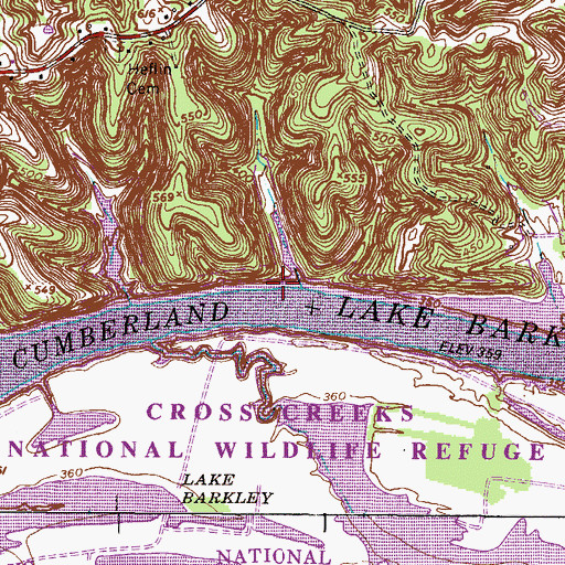 Topographic Map of Carney Landing (historical), TN