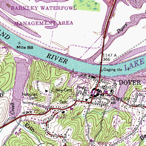 Topographic Map of Dover Access Point, TN