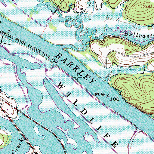 Topographic Map of Lewis Landing (historical), TN