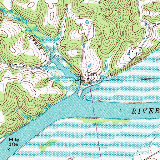 Topographic Map of Major Lewis Landing (historical), TN
