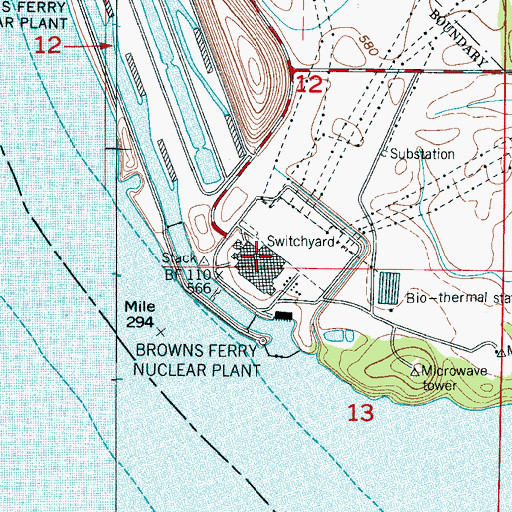 Topographic Map of Browns Ferry Nuclear Plant, AL