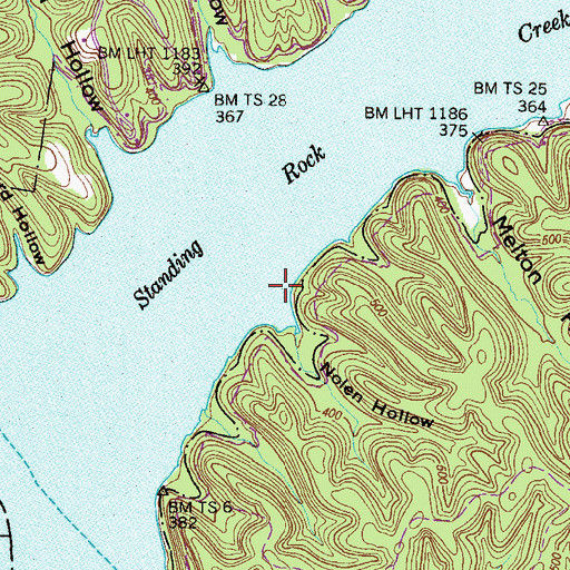 Topographic Map of Moores Landing (historical), TN