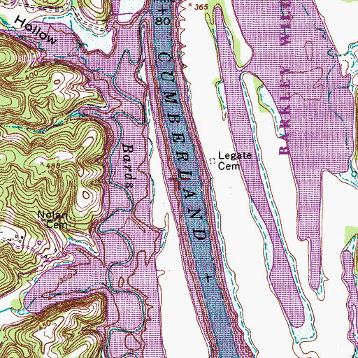 Topographic Map of Nolins Landing (historical), TN