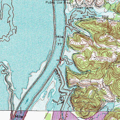 Topographic Map of Riverside Landing (historical), TN
