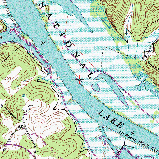 Topographic Map of Rough and Ready Landing (historical), TN