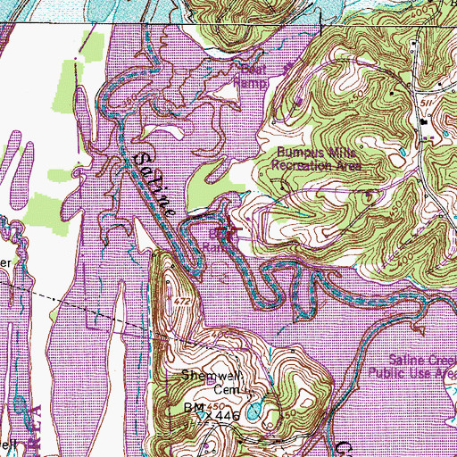 Topographic Map of Saline Creek Access Point, TN