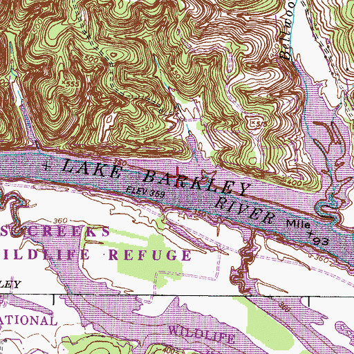 Topographic Map of Sextons Landing (historical), TN