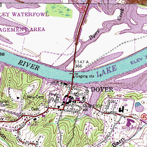 Topographic Map of Sidney C Lewis Highway Bridge, TN
