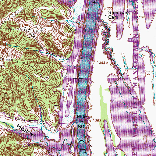 Topographic Map of Stewarts Landing (historical), TN