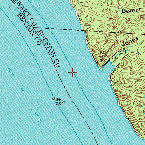 Topographic Map of East Onward Landing (historical), TN