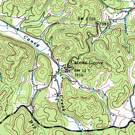 Topographic Map of Catons Grove Methodist Church, TN
