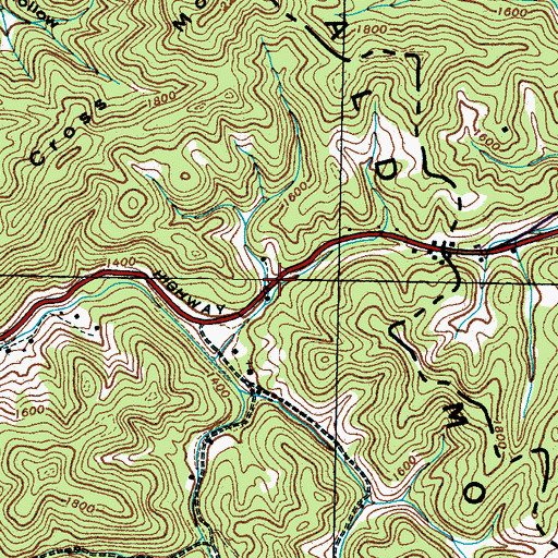 Topographic Map of Horseshoe Hollow, TN