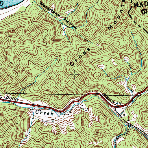 Topographic Map of Cross Mountain Prospect, TN