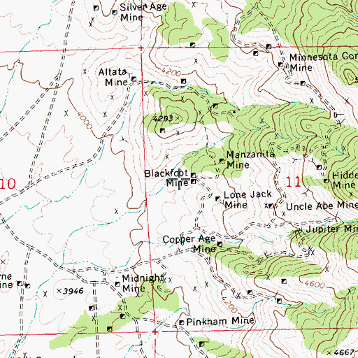 Topographic Map of Blackfoot Mine, AZ