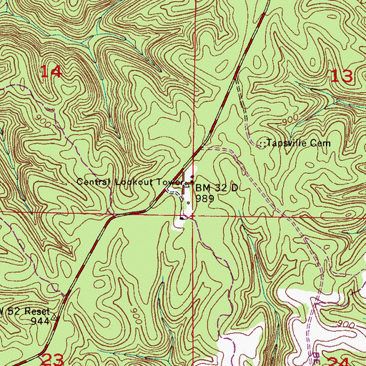 Topographic Map of Central Lookout Tower, AL