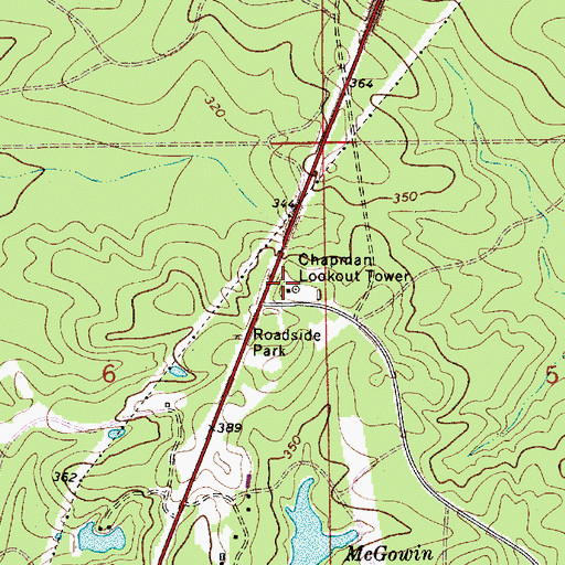 Topographic Map of Chapman Lookout Tower, AL